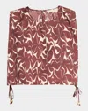 Vanessa Bruno Callas Abstract-print Crop Top In Brun
