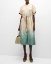Vanessa Bruno Ciao Ombre Button-down Cotton Midi Dress In Vert Deau