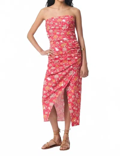 Vanessa Bruno Cleopatre Strapless Midi Dress In Fuchsia In Pink