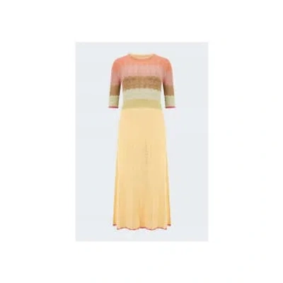 Vanessa Bruno Coronille Crochet Contrast Hem Midi Dress In Multicolor