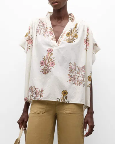 Vanessa Bruno Cory Floral-print Cotton Voile Blouse In Ecru