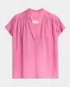Vanessa Bruno Cory Ruched Cotton Voile Shirt In Malaga