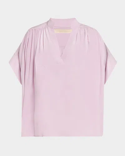 Vanessa Bruno Cory Ruched Silk Top In Gray