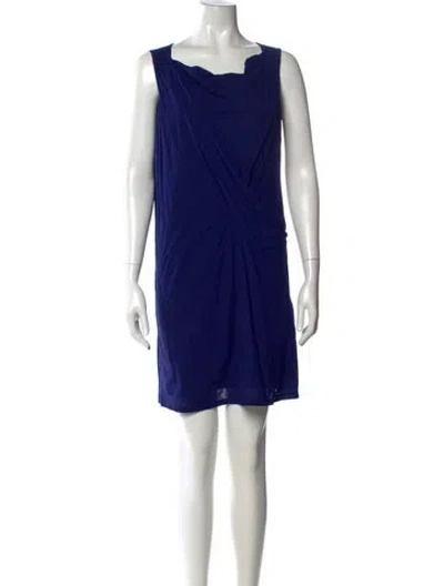 Pre-owned Vanessa Bruno Cowl Neck Mini Dress In Blue