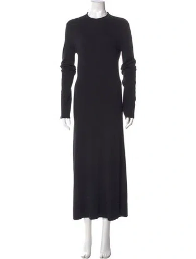 Pre-owned Vanessa Bruno Crew Neck Long Dress In Black