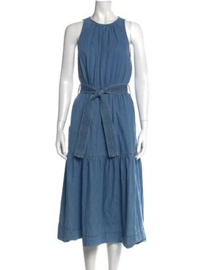 Pre-owned Vanessa Bruno Crew Neck Long Dress In Blue