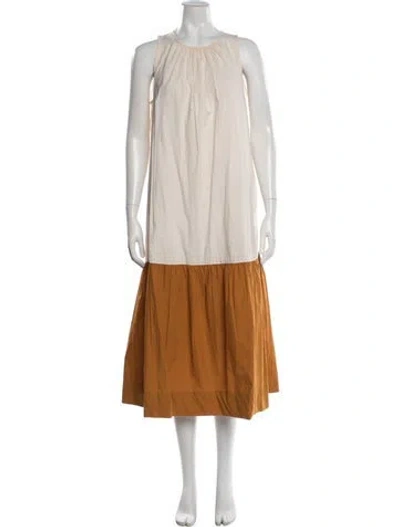 Pre-owned Vanessa Bruno Crew Neck Long Dress In Brown