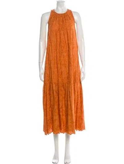 Pre-owned Vanessa Bruno Crew Neck Long Dress In Orange