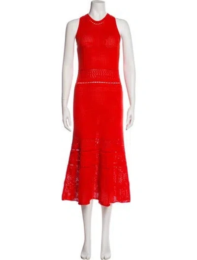 Pre-owned Vanessa Bruno Crew Neck Long Dress In Orange