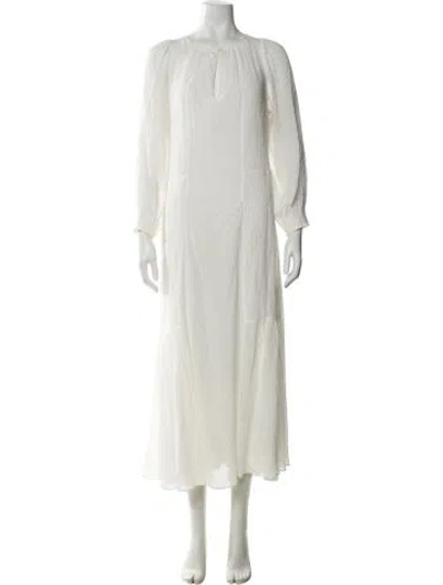 Pre-owned Vanessa Bruno Crew Neck Long Dress In White