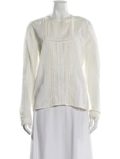 Pre-owned Vanessa Bruno Crew Neck Long Sleeve Blouse In White