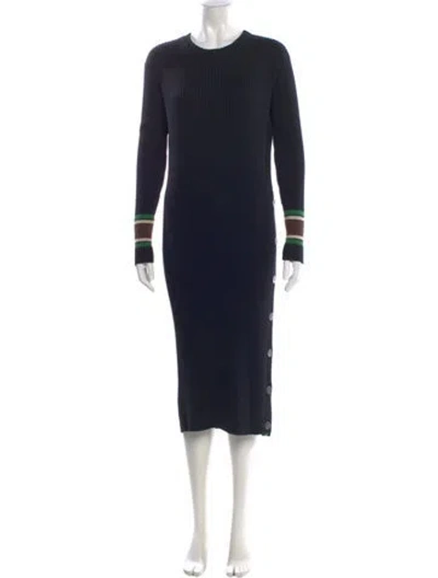 Pre-owned Vanessa Bruno Crew Neck Midi Length Dress In Black