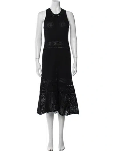 Pre-owned Vanessa Bruno Crew Neck Midi Length Dress In Black