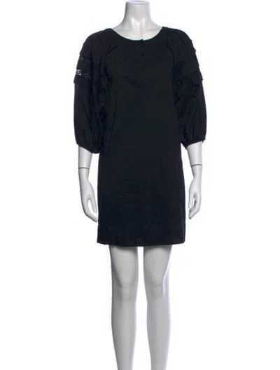Pre-owned Vanessa Bruno Crew Neck Mini Dress In Black