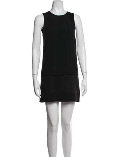 Pre-owned Vanessa Bruno Crew Neck Mini Dress In Black