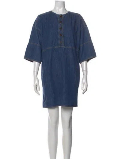 Pre-owned Vanessa Bruno Crew Neck Mini Dress In Blue