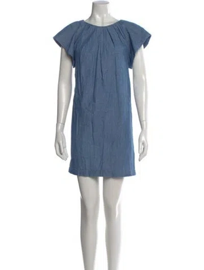 Pre-owned Vanessa Bruno Crew Neck Mini Dress In Blue
