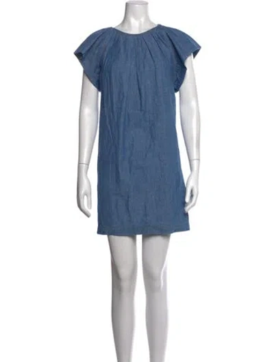 Pre-owned Vanessa Bruno Crew Neck Mini Dress In Blue