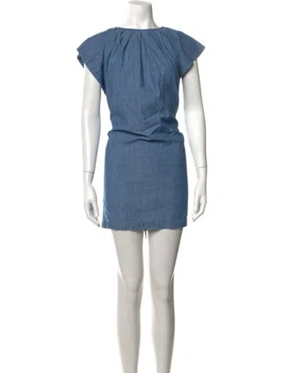 Pre-owned Vanessa Bruno Crew Neck Mini Dress In Blue