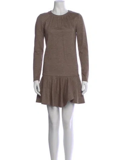 Pre-owned Vanessa Bruno Crew Neck Mini Dress In Brown