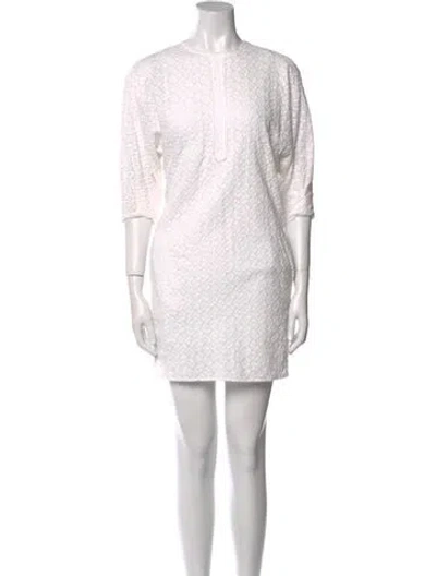 Pre-owned Vanessa Bruno Crew Neck Mini Dress In White
