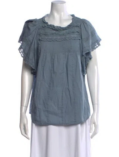 Pre-owned Vanessa Bruno Crew Neck Short Sleeve Blouse In Blue