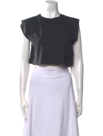 Pre-owned Vanessa Bruno Crew Neck Short Sleeve Crop Top In Black