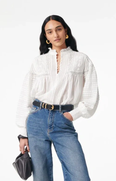 Vanessa Bruno Dahlia High Neck Lace Blouse In White