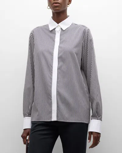 Vanessa Bruno Dario Striped Button-down Shirt In Noir