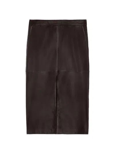 Vanessa Bruno Dayna Panelled Leather Midi Skirt In Brown