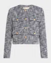 Vanessa Bruno Deana Herringbone Button-down Jacket In Marine