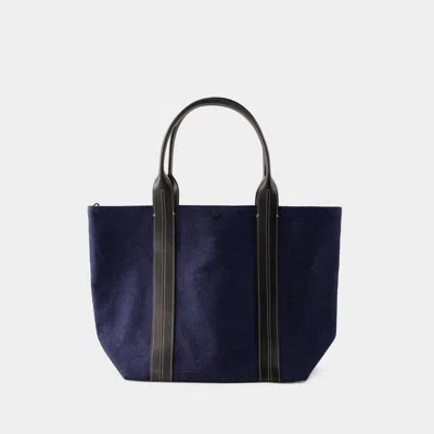 Vanessa Bruno Leather-trimmed Large Tote Bag In Blue
