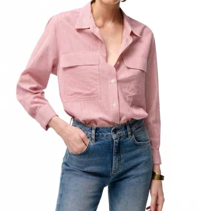 Vanessa Bruno Dim Buttondown Shirt In Garnet Stripe In Pink