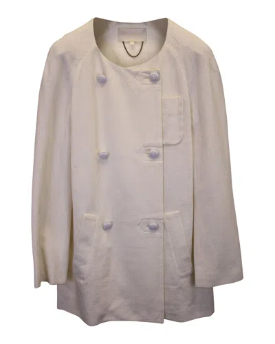 Pre-owned Vanessa Bruno Double-breasted Peacoat In Cream Cotton In Neutral