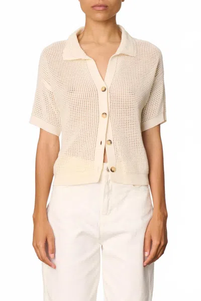 Vanessa Bruno Edelweiss Knit Polo Top In Ecru In Neutral