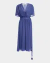 Vanessa Bruno Edjie Crinkled Viscose Chiffon Midi Wrap Dress In Hortensia