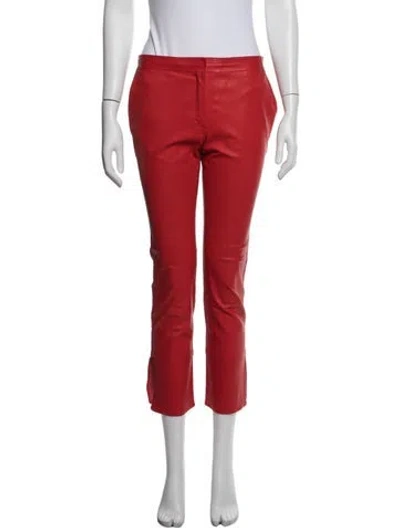 Pre-owned Vanessa Bruno Eel Skin Straight Leg Pants In Red