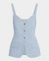 Vanessa Bruno Elai Pinstripe Linen-cotton Top In Blancbleu