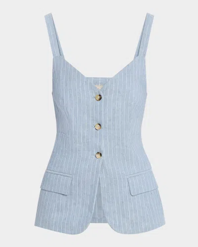 Vanessa Bruno Elai Pinstripe Linen-cotton Top In Blancbleu