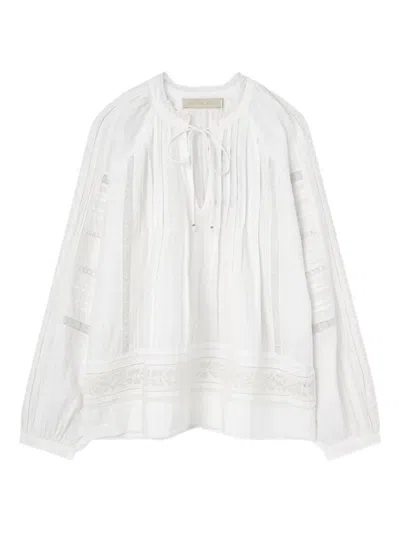 Vanessa Bruno Elim Lace-insert Pleated Blouse In White