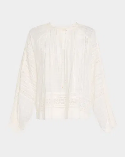 Vanessa Bruno Elim Pintuck Lace-inset Cotton Blouse In Gray