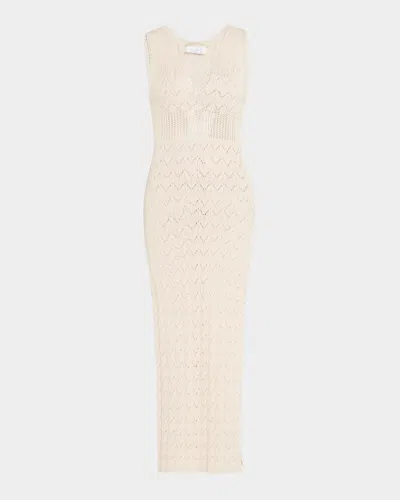 Vanessa Bruno Elka Sleeveless Pointelle-knit Midi Dress In Ecru