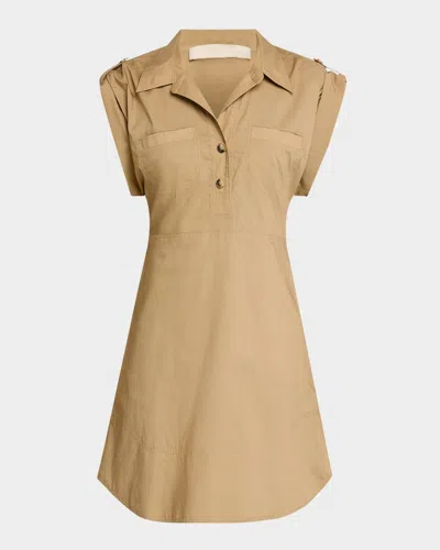 Vanessa Bruno Elmina Collared Cap-sleeve Mini Dress In Brown