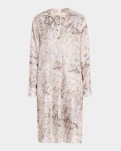 Vanessa Bruno Elora Map-print Shift Shirtdress In Multicolore