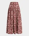 Vanessa Bruno Elysee Pleated Abstract-print Maxi Skirt In Brun