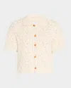 Vanessa Bruno Emarya Pointelle-knit Cotton Cardigan In Ecru