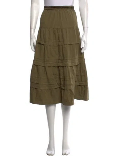 Pre-owned Vanessa Bruno Embroidered Accent Midi Length Skirt In Green