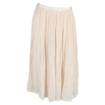 Pre-owned Vanessa Bruno Embroidered Midi Skirt In Nude Rayon In Neutral