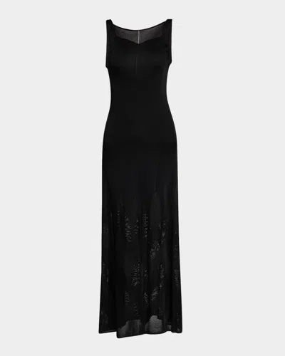 Vanessa Bruno Emeraude Sleeveless Chevron Knit Midi Dress In Black