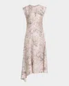 Vanessa Bruno Enea Asymmetric Map-print Midi Dress In Multicolore